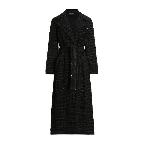 Tweed coat with micro-sequin embellishment