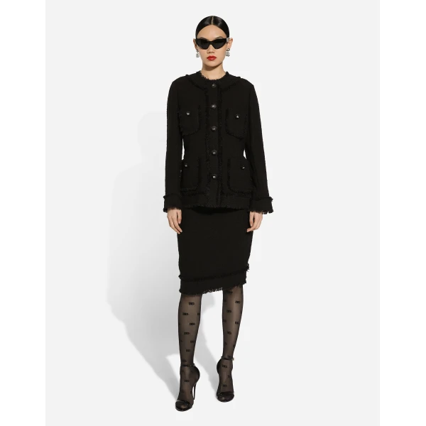 Dolce & Gabbana Tweed midi skirt with DG logo, view 2
