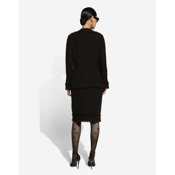 Dolce & Gabbana Tweed midi skirt with DG logo, view 3