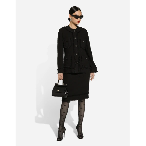 Dolce & Gabbana Tweed midi skirt with DG logo, view 6