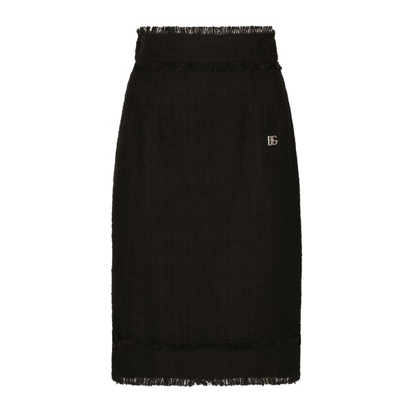 Dolce & Gabbana Tweed midi skirt with DG logo