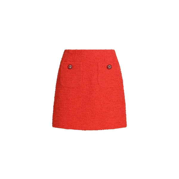 Tweed miniskirt with jewel buttons