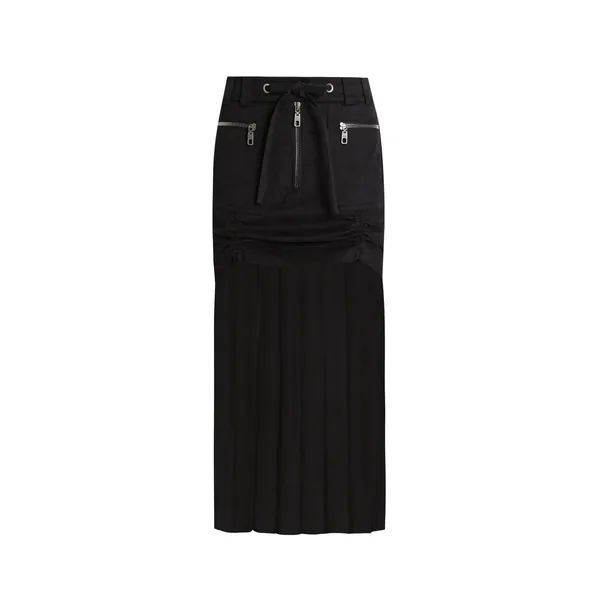 Twill midi skirt with chiffon