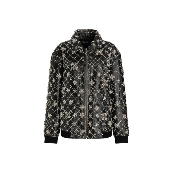 Dolce & Gabbana Vintage leather jacket with embroidery