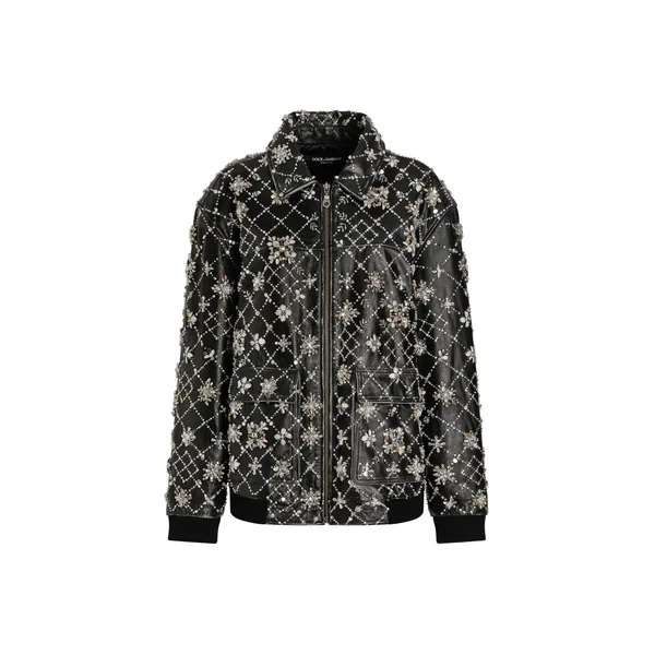 Dolce & Gabbana Vintage leather jacket with embroidery