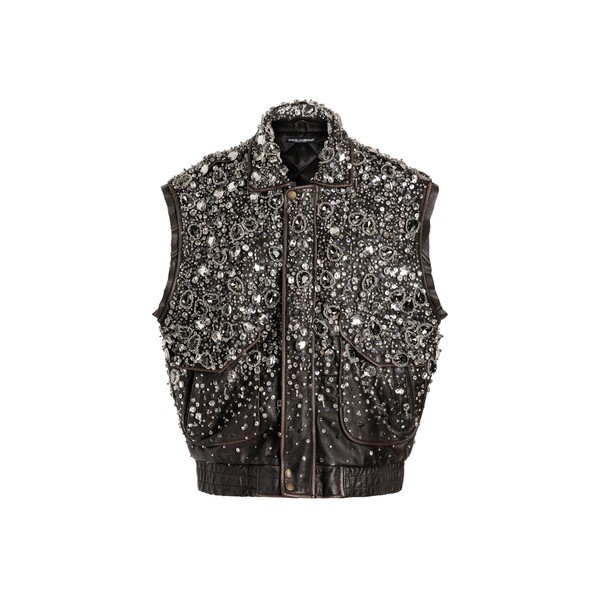 Dolce & Gabbana Vintage leather vest with embroidery