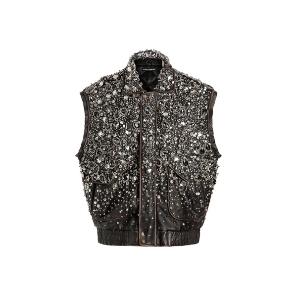 Dolce & Gabbana Vintage leather vest with embroidery