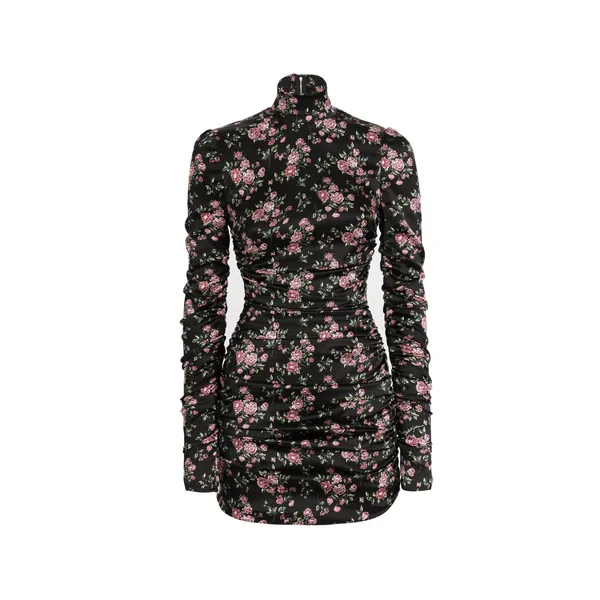 Vintage rose-print draped dress
