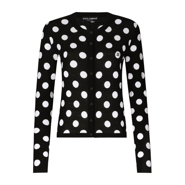 Dolce & Gabbana Wool and silk cardigan with polka-dot inlay