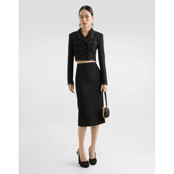 Dolce & Gabbana Wool crepe calf-length pencil dress, view 2
