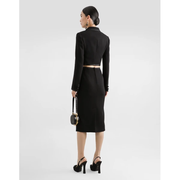 Dolce & Gabbana Wool crepe calf-length pencil dress, view 3
