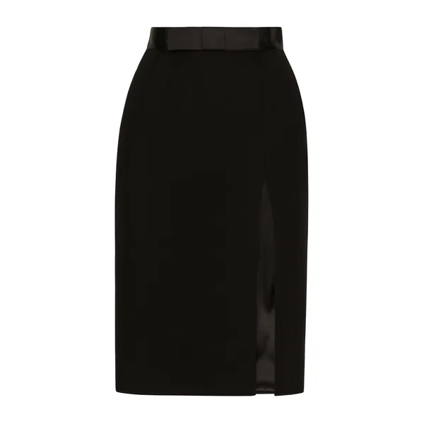 Dolce & Gabbana Wool midi pencil skirt with satin waistband