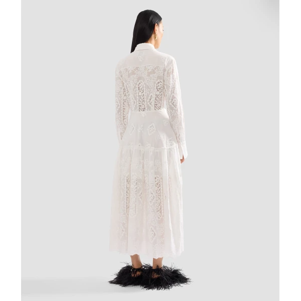 Erdem Embroidered Cotton Long Sleeve Shirt Dress - Dresses - British Romantic Luxury at Coveti