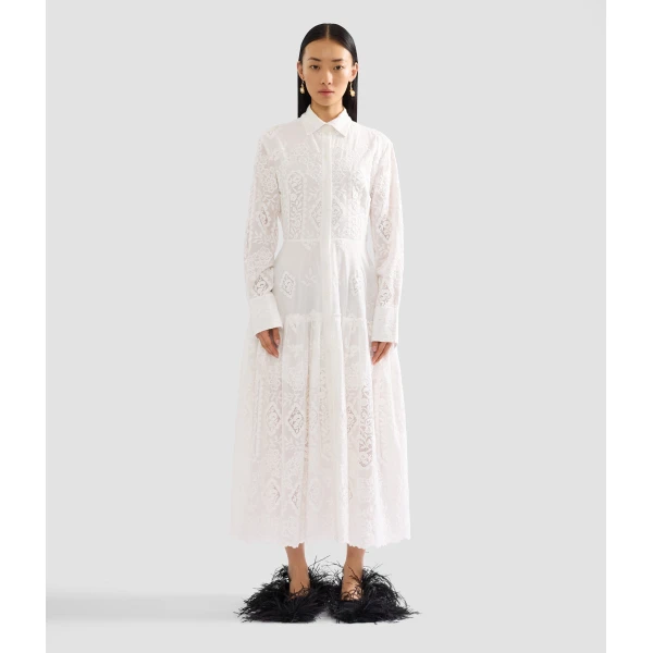 Erdem Embroidered Cotton Long Sleeve Shirt Dress - Dresses - British Romantic Luxury at Coveti