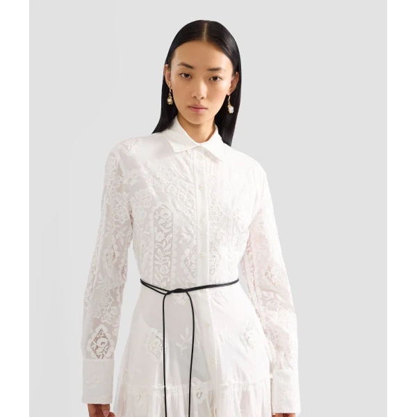 Erdem Embroidered Cotton Long Sleeve Shirt Dress - Dresses - British Romantic Luxury at Coveti
