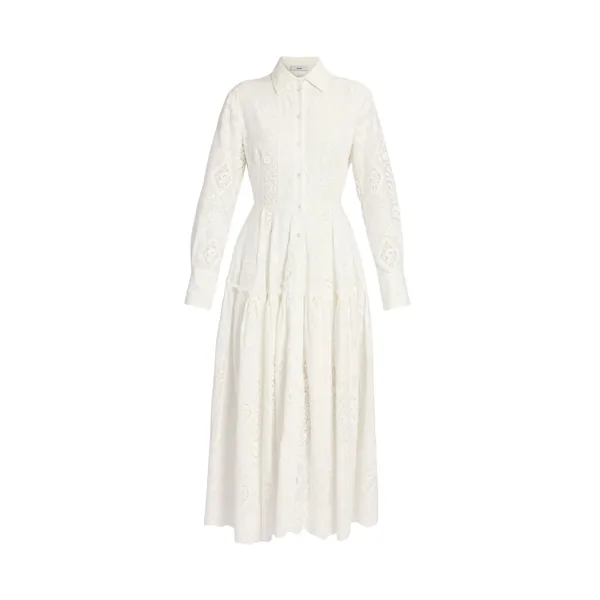 Erdem Embroidered Cotton Long Sleeve Shirt Dress - Dresses - British Romantic Luxury at Coveti