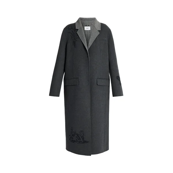 Embroidered Double Face Wool Tailored Coat