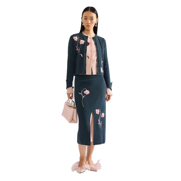 Erdem Embroidered Fitted Cardigan, view 3