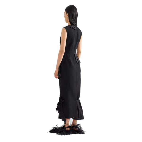 Erdem Embroidered Grain De Poudre Midi Pencil Dress, view 3