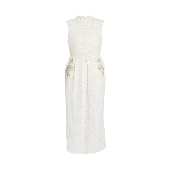 Erdem Embroidered Guipure Midi Dress