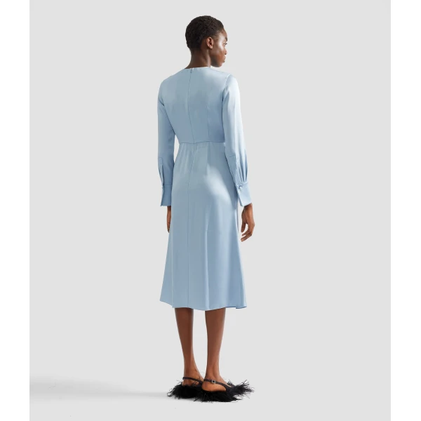 Erdem Embroidered Long Sleeve Draped Midi Dress, view 3