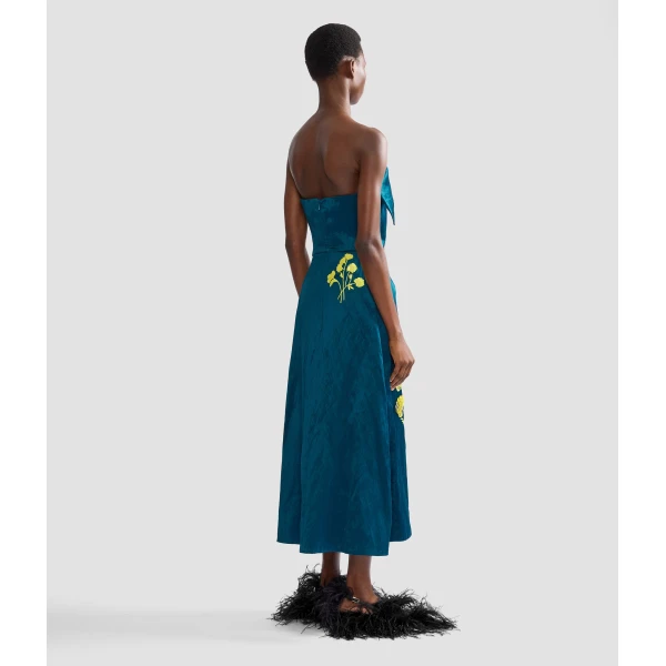 Erdem Embroidered Textured Satin Midi Pencil Dress - Dresses - British Romantic Luxury at Coveti