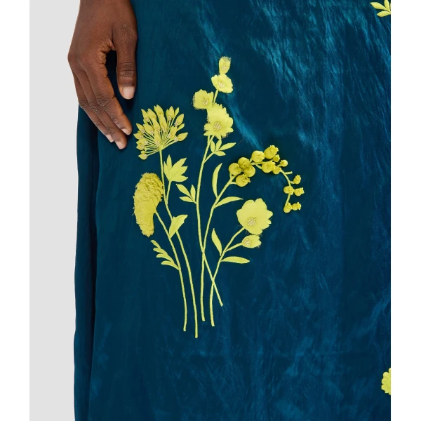 Erdem Embroidered Textured Satin Midi Pencil Dress - Dresses - British Romantic Luxury at Coveti