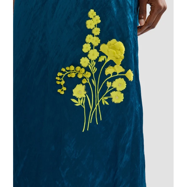Erdem Embroidered Textured Satin Midi Pencil Skirt - Skirts - British Romantic Luxury at Coveti