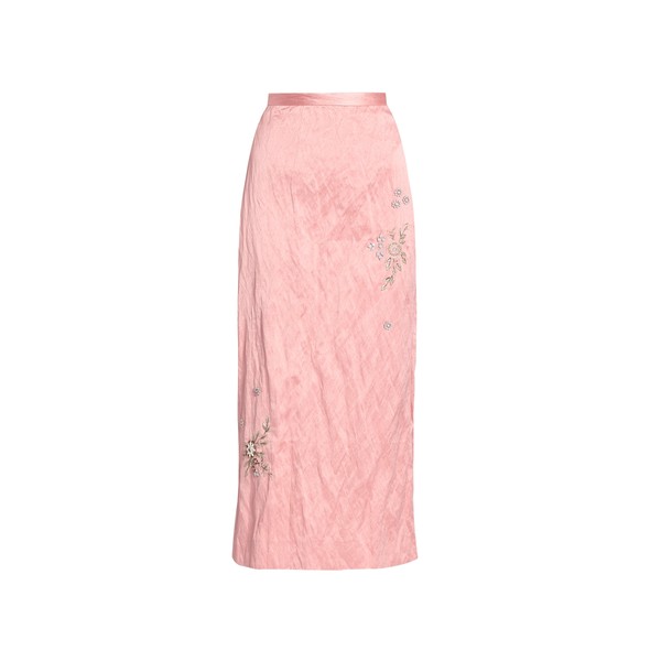 Erdem Embroidered Textured Satin Pencil Midi Skirt