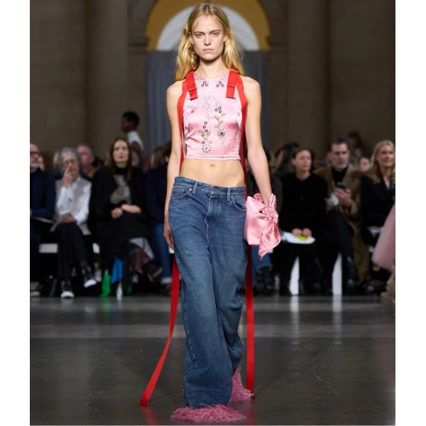 Erdem Embroidered Textured Satin Sleeveless Top, view 2