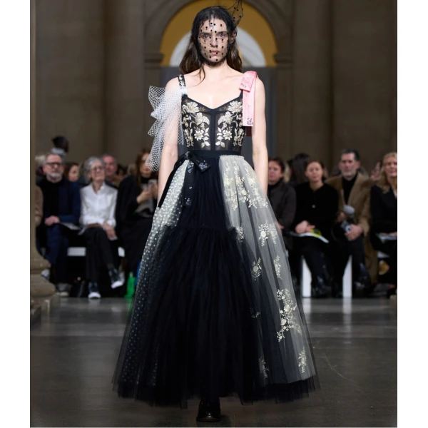 Erdem Embroidered Tulle Sleeveless Dress, view 2