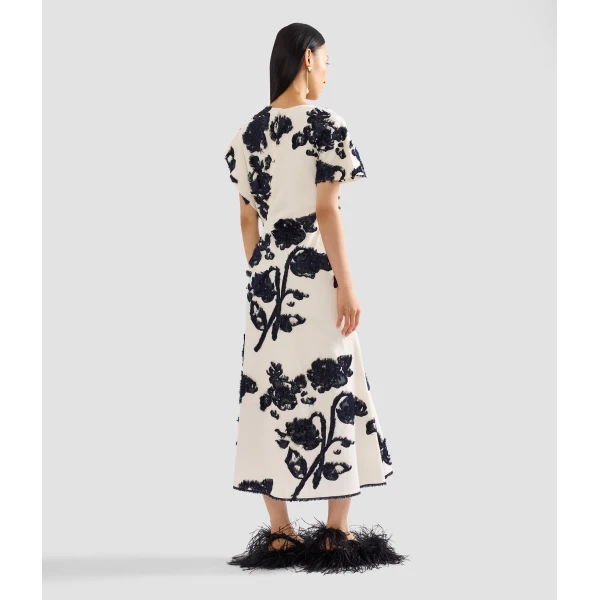 Erdem Fil Coupe Poplin Short Sleeve Midi Dress - Dresses - British Romantic Luxury at Coveti
