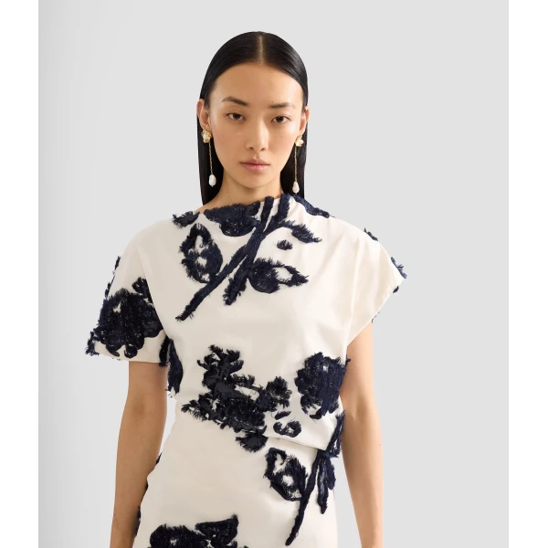 Erdem Fil Coupe Poplin Short Sleeve Midi Dress - Dresses - British Romantic Luxury at Coveti