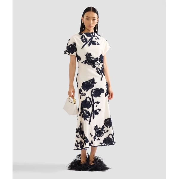 Erdem Fil Coupe Poplin Short Sleeve Midi Dress - Dresses - British Romantic Luxury at Coveti