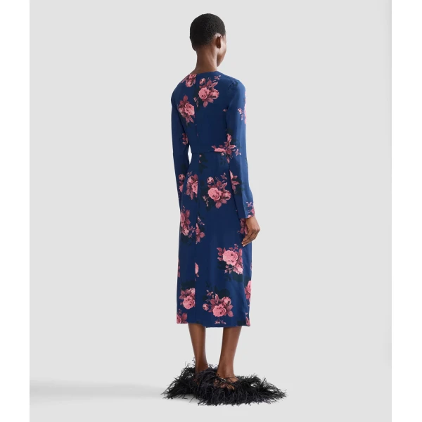 Erdem Floral Cady Long Sleeve Draped Midi Dress, view 3