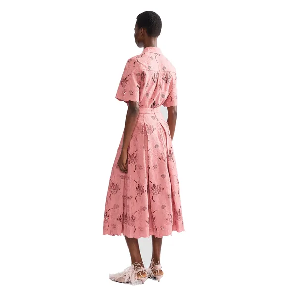 Erdem Floral Cotton Cutwork Midi Full Skirt, view 2