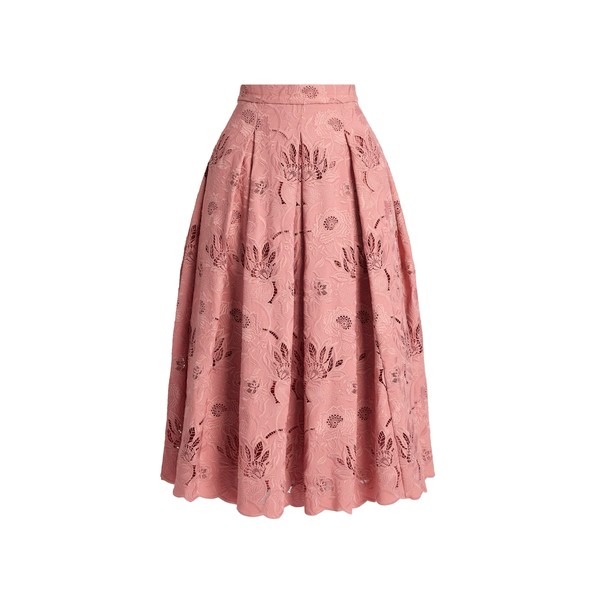 Erdem Floral Cotton Cutwork Midi Full Skirt
