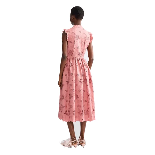 Erdem Floral Cotton Cutwork Sleeveless Midi Dress, view 3