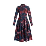 Erdem Floral Cotton Draped Long Sleeve Shirt Dress