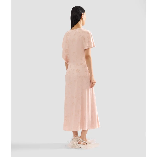 Erdem Floral Creponne Jacquard Short Sleeve Midi Dress, view 3