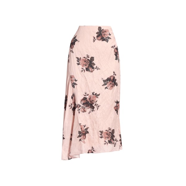 Erdem Floral Crushed Satin Draped Midi Skirt
