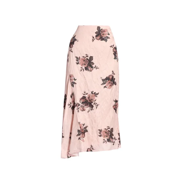 Erdem Floral Crushed Satin Draped Midi Skirt