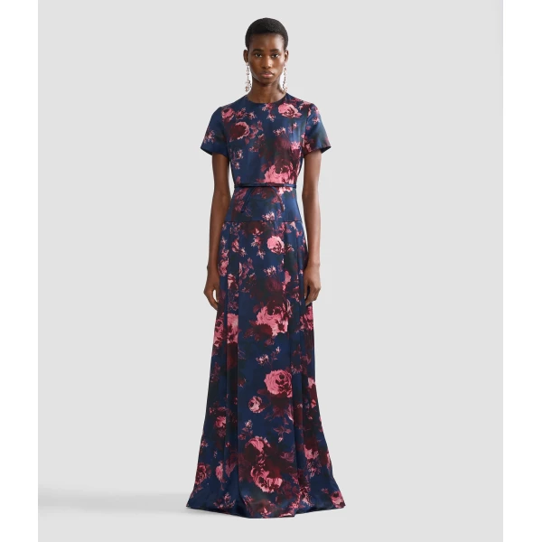 Erdem Floral Duchess Short Sleeve Gown, view 4