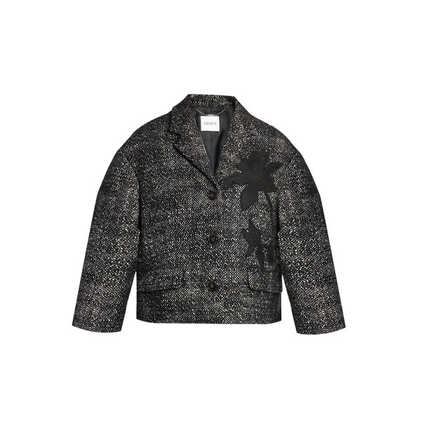 Erdem Floral Embroidered Wool Cropped Jacket