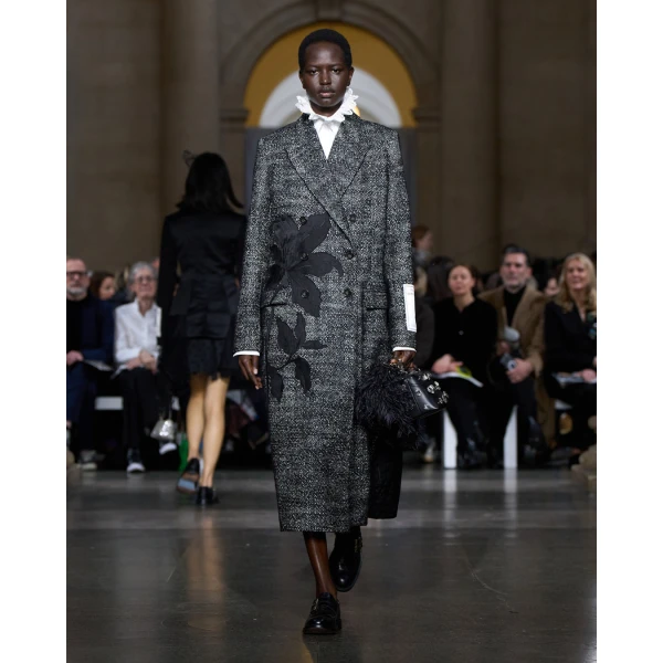 Erdem Floral Embroidered Wool Tailored Coat, view 3