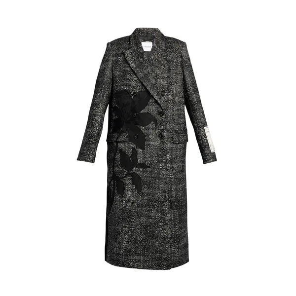 Floral Embroidered Wool Tailored Coat
