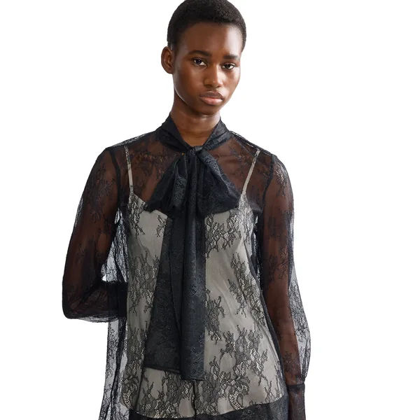 Erdem Floral Lace Long Sleeve Shirt, view 5