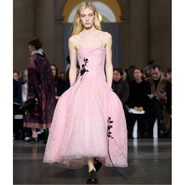 Erdem Floral Lace Tulle Sleeveless Midi Dress, view 3