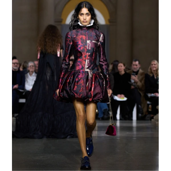 Erdem Floral Print Textured Satin Long Sleeve Dress - Dresses - British Romantic Luxury at Coveti