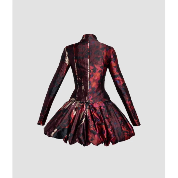 Erdem Floral Print Textured Satin Long Sleeve Dress - Dresses - British Romantic Luxury at Coveti